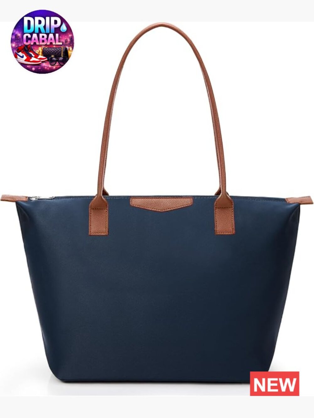 Large Nylon Hobo Tote Bag with Leather Handles - Shoulder Bag for Travel